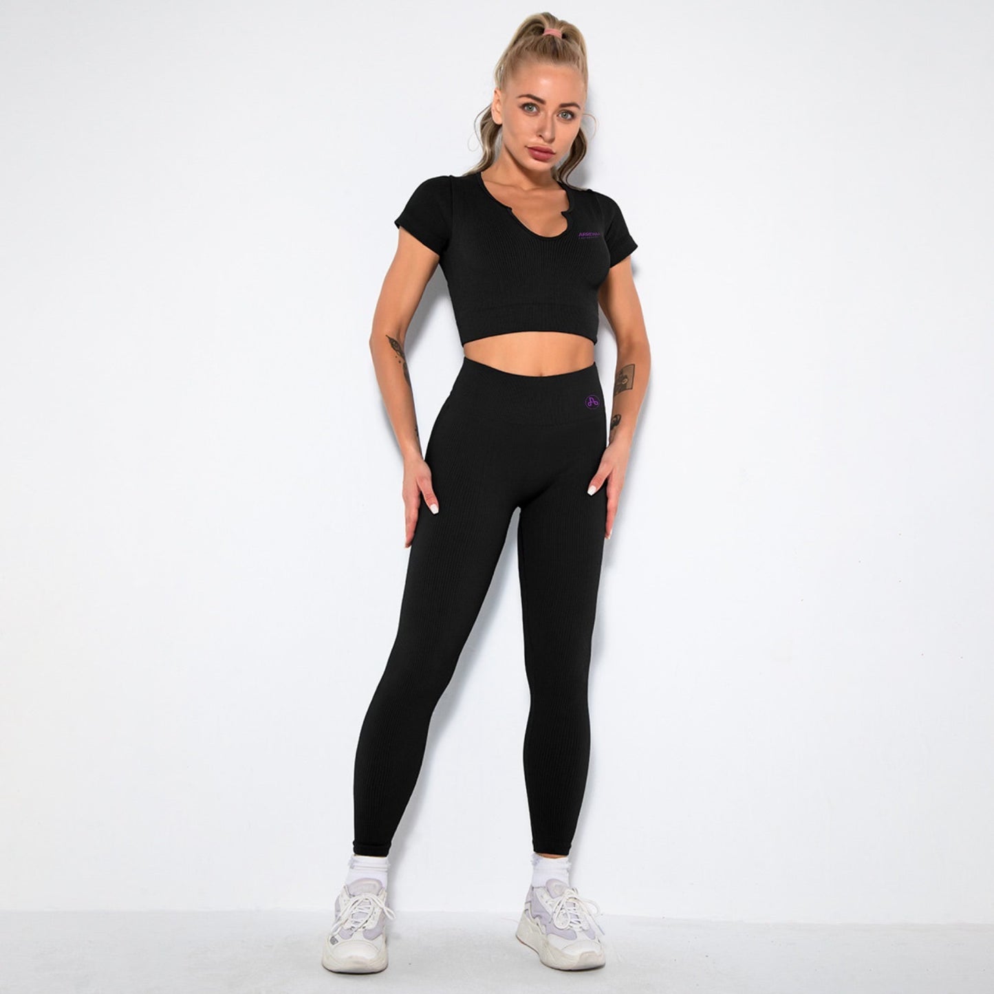 Stretch Fabric Two-Piece Active Wear